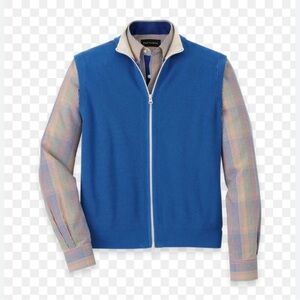 Paul Fredrick Blue and White Knit Sweater